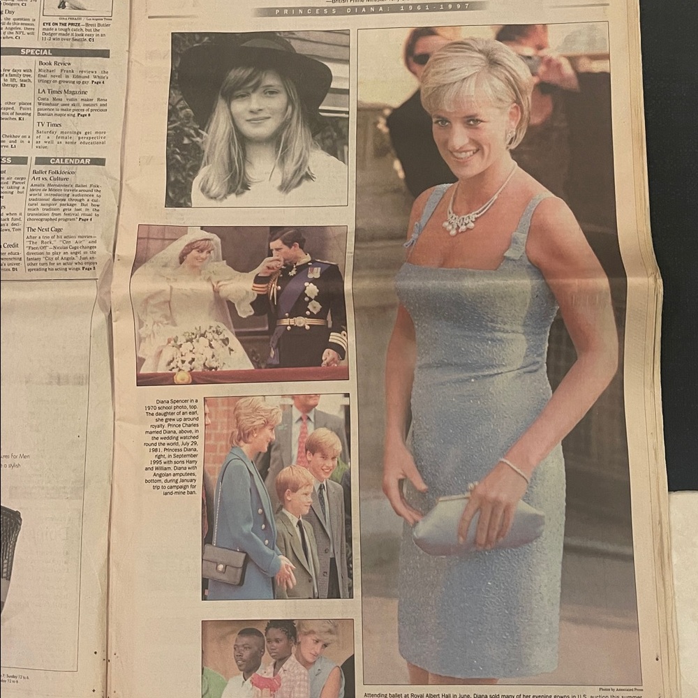 Princess Diana: Section A, Sunday Final Edition, Los Angeles Times 09/31/97 - Picture 2 of 6